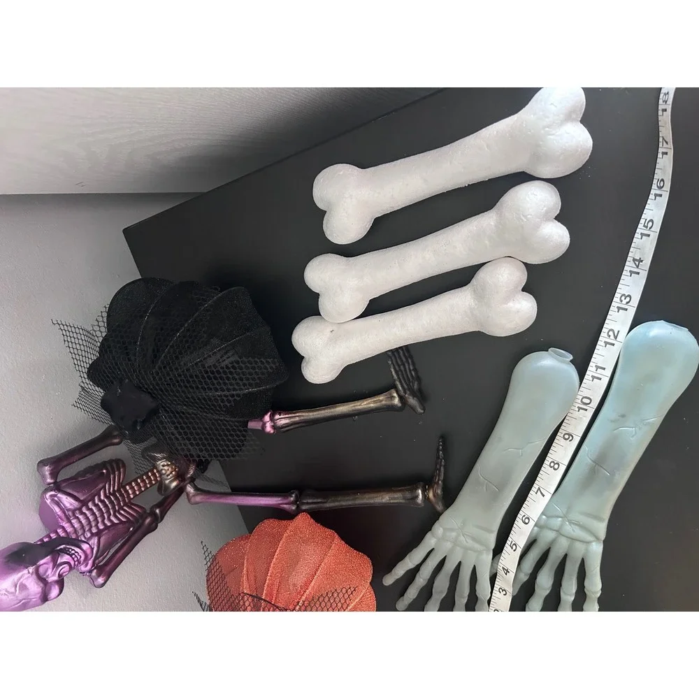 Halloween Decor Bundle Purple Skeleton Glitter Pumpkins Skeleton Hands Foam Bone
